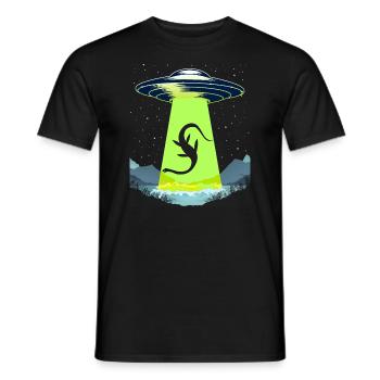 Lustiges Loch Ness Monster Nessie Alien Entführung UFO - Männer T-Shirt - Schwarz - Vorne - AI Model Male 178 light (178cm)