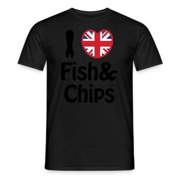 I Heart [Love] Fish & Chips - Men's T-Shirt - black - Front - AI Model Male 178 light (178cm)