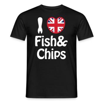 I Heart [Love] Fish & Chips - Men's T-Shirt - black - Front - AI Model Male 178 light (178cm)