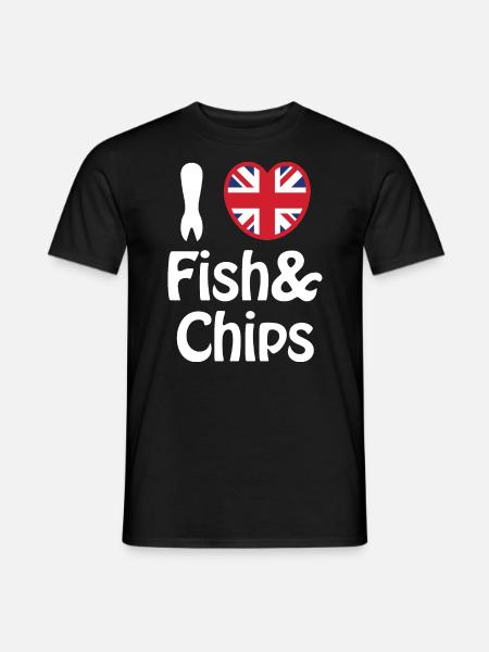 I Heart [Love] Fish & Chips - Men's T-Shirt - black