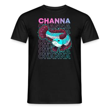 Channa 80's Style Snakehead Monster Fish Keeper - Men's T-Shirt - black - Front - AI Model Male 178 light (178cm)