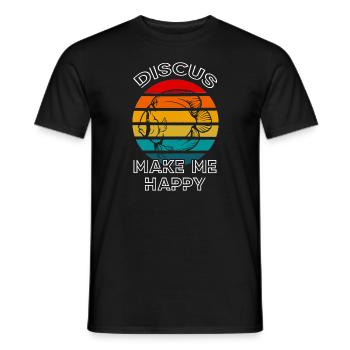 Discus Fish Make Me Happy Retro Sunset Fish Keeper - T-shirt homme - noir - Devant - AI Model Male 178 light (178cm)