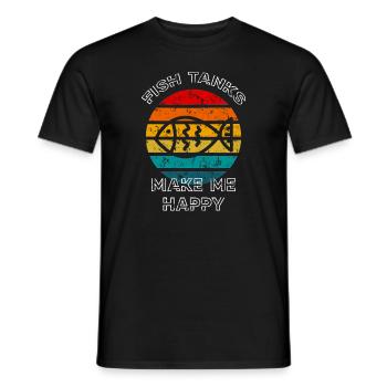 Fischbecken machen mich glücklich Retro Sunset Fish Keeper - Männer T-Shirt - Schwarz - Vorne - AI Model Male 178 light (178cm)