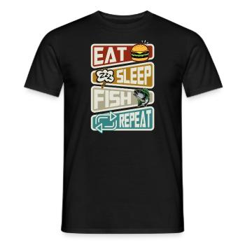 Pêcheur Pêche Manger Sommeil Poisson Répéter Drôle - T-shirt homme - noir - Devant - AI Model Male 178 light (178cm)