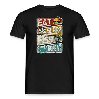 Pêcheur Drôle de pêche Manger Dormir Poisson Répéter - T-shirt homme - noir - Devant - AI Model Male 178 light (178cm)