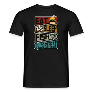 Drôle de pêche Manger Dormir Poisson Répéter La pêche - T-shirt homme - noir - Devant - AI Model Male 178 light (178cm)