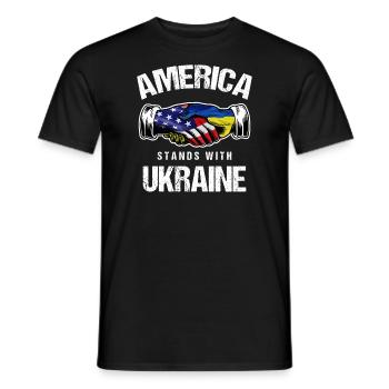 America Stands With Ukraine USA Ukrainian Flag - Men's T-Shirt - black - Front - AI Model Male 178 light (178cm)