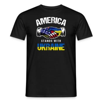 America Stands With Ukraine USA Ukrainian Flag - Men's T-Shirt - black - Front - AI Model Male 178 light (178cm)
