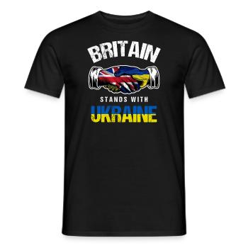 Britain Stands With Ukraine UK Ukrainian Flag - Men's T-Shirt - black - Front - AI Model Male 178 light (178cm)