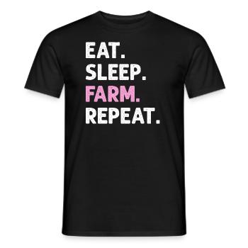 Eat Sleep Farm Repeat Funny Farming Farmer - Men's T-Shirt - black - Front - AI Model Male 178 light (178cm)