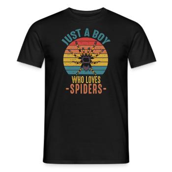 Just A Boy Who Loves Spiders Retro Vintage Pet - Men's T-Shirt - black - Front - AI Model Male 178 light (178cm)