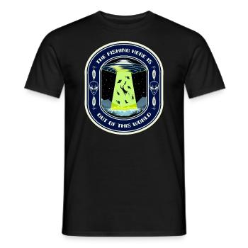The Fishing Here Is Out Of This World UFO Fishing - Men's T-Shirt - black - Front - AI Model Male 178 light (178cm)