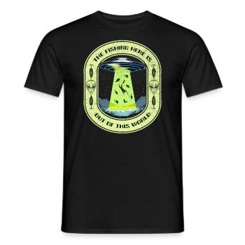 The Fishing Here Is Out Of This World UFO Fishing - Men's T-Shirt - black - Front - AI Model Male 178 light (178cm)
