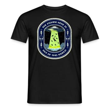 The Fishing Here Is Out Of This World UFO Fishing - Men's T-Shirt - black - Front - AI Model Male 178 light (178cm)