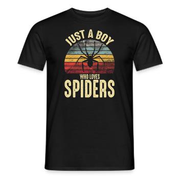 Just A Boy Who Loves Spiders Retro Vintage Pet - Men's T-Shirt - black - Front - AI Model Male 178 light (178cm)