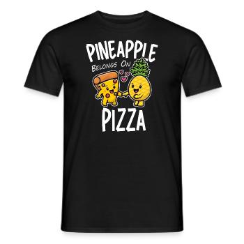 Pineapple Belongs On Pizza Funny Food - Men's T-Shirt - black - Front - AI Model Male 178 light (178cm)