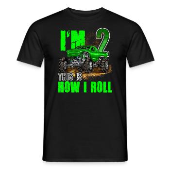 2nd Birthday Children's Monster Truck Boys & Girls - Men's T-Shirt - black - Front - AI Model Male 178 light (178cm)