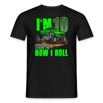 10th Birthday Monster Truck For Boys & Girls 10 - Men's T-Shirt - black - Front - AI Model Male 178 light (178cm)