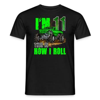 11th Birthday Monster Truck For Boys & Girls 11 - Men's T-Shirt - black - Front - AI Model Male 178 light (178cm)