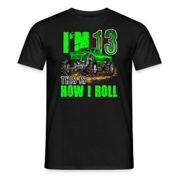 13th Birthday Monster Truck For Boys & Girls 13 - Men's T-Shirt - black - Front - AI Model Male 178 light (178cm)