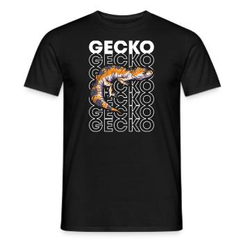 Leopardgecko Reptilienpfleger Gecko im Stil der 80er Jahre - Männer T-Shirt - Schwarz - Vorne - AI Model Male 178 light (178cm)