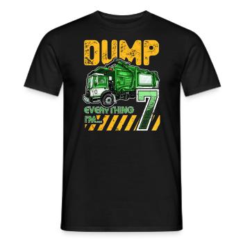 Garbage Truck 7th Birthday 7 Years Old Birthday - Men's T-Shirt - black - Front - AI Model Male 178 light (178cm)