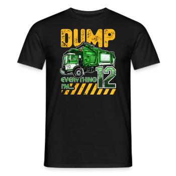 Garbage Truck 12th Birthday 12 Years Old Birthday - Men's T-Shirt - black - Front - AI Model Male 178 light (178cm)