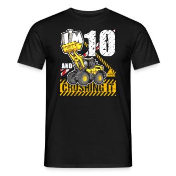 Ich bin 10 & zerquetsche es 10. Geburtstag Jungen Bagger - Männer T-Shirt - Schwarz - Vorne - AI Model Male 178 light (178cm)