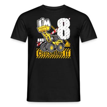 Ich bin 8 & Crushing It 8th Birthday Boys Excavator - Männer T-Shirt - Schwarz - Vorne - AI Model Male 178 light (178cm)
