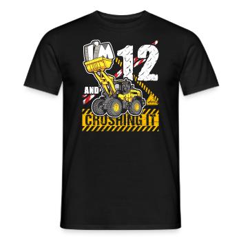 I'm 12 & Crushing It 12th Birthday Boys Excavator - Men's T-Shirt - black - Front - AI Model Male 178 light (178cm)
