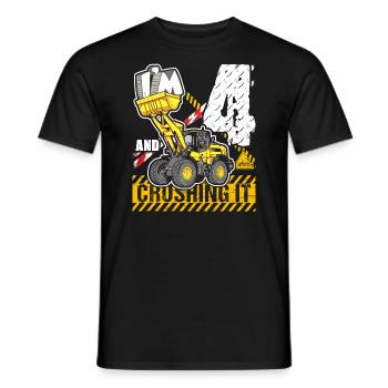 Ich bin 4 & Crushing It 4th Birthday Boys Excavator - Männer T-Shirt - Schwarz - Vorne - AI Model Male 178 light (178cm)