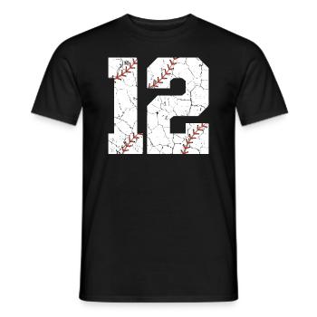 Kids 12th Birthday Baseball Player 12 Years Old - Men's T-Shirt - black - Front - AI Model Male 178 light (178cm)