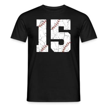Kinder Baseballspieler zum 15. Geburtstag 15 Jahre alt - Männer T-Shirt - Schwarz - Vorne - AI Model Male 178 light (178cm)
