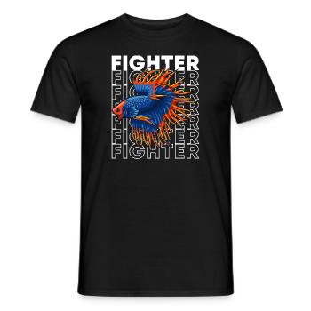 Betta Fish 80's Style Siamese Fighting Fish - Men's T-Shirt - black - Front - AI Model Male 178 light (178cm)