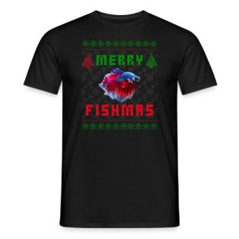 Betta Fish Siamese Fighting Fish Christmas Sweater - Men's T-Shirt - black - Front - AI Model Male 178 light (178cm)