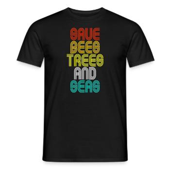 Save The Bees, Trees And Seas Changement climatique Rétro - T-shirt homme - noir - Devant - AI Model Male 178 light (178cm)