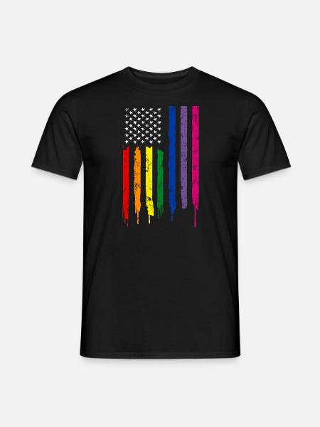 Drapeau américain LGBTQ. - T-shirt homme - noir