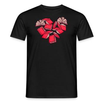 Bücher Herz I Lesen Liebe - Männer T-Shirt - Schwarz - Vorne - AI Model Male 178 light (178cm)