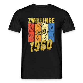 Zwillinge Sternzeichen 1960 Geschenk - Männer T-Shirt - Schwarz - Vorne - AI Model Male 178 light (178cm)