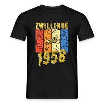 Zwillinge Sternzeichen 1958 Geschenk - Männer T-Shirt - Schwarz - Vorne - AI Model Male 178 light (178cm)