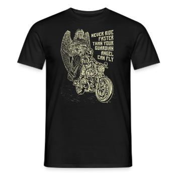 Fahren Sie niemals schneller, als Ihr Schutzengel fliegen kann - Männer T-Shirt - Schwarz - Vorne - AI Model Male 178 light (178cm)