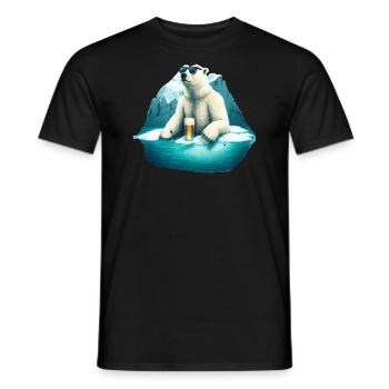 Cool polar bear with beer and sunglasses - Men's T-Shirt - black - Front - AI Model Male 178 light (178cm)