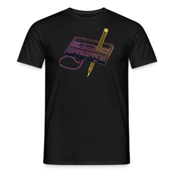 Kassette mit Stift - Retro - Männer T-Shirt - Schwarz - Vorne - AI Model Male 178 light (178cm)