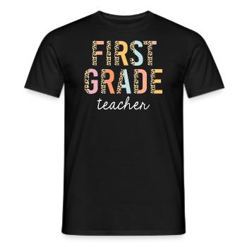 Leopard First Grade Teacher 1st Grade Back To - Männer T-Shirt - Schwarz - Vorne - AI Model Male 178 light (178cm)