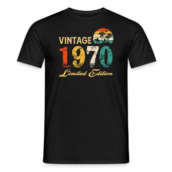 Vintage 1970 Limited Edition Made In 1970 Birthday - Men's T-Shirt - black - Front - AI Model Male 178 light (178cm)