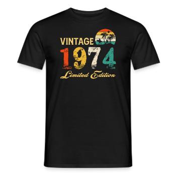 Vintage 1974 Limited Edition Made In 1974 Birthday - Men's T-Shirt - black - Front - AI Model Male 178 light (178cm)