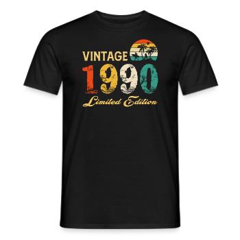 Vintage 1990 Limited Edition Made In 1990 Birthday - Men's T-Shirt - black - Front - AI Model Male 178 light (178cm)