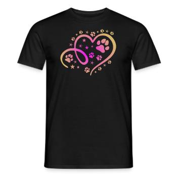 Herz mit Pfötchen und Sternen - Männer T-Shirt - Schwarz - Vorne - AI Model Male 178 light (178cm)