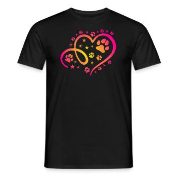 Herz mit Pfötchen und Sternen - Männer T-Shirt - Schwarz - Vorne - AI Model Male 178 light (178cm)