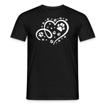 Herz mit Pfötchen und Sternen - Männer T-Shirt - Schwarz - Vorne - AI Model Male 178 light (178cm)